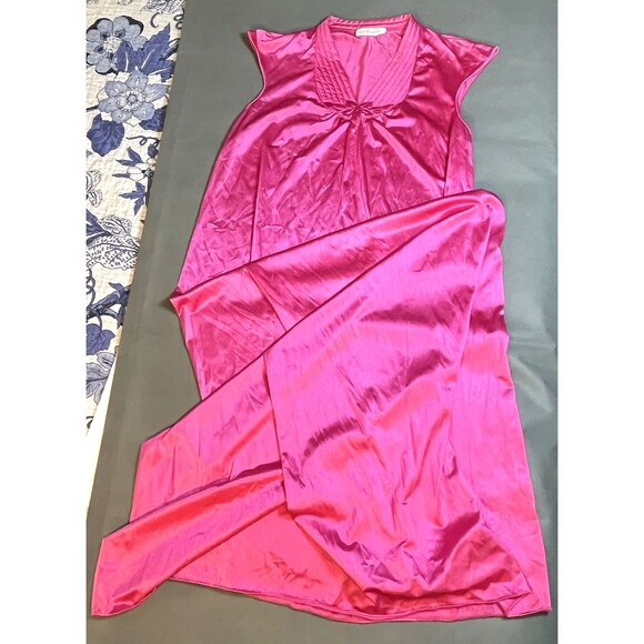 Vntg JC Penny Moo Moo Nightgown Womens XL Long Nylon  Made USA Granny - Picture 2 of 8